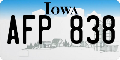 IA license plate AFP838