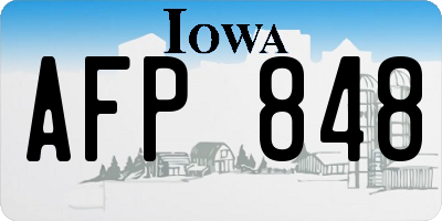IA license plate AFP848