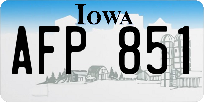 IA license plate AFP851