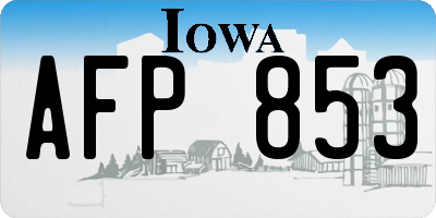 IA license plate AFP853