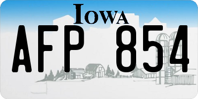 IA license plate AFP854