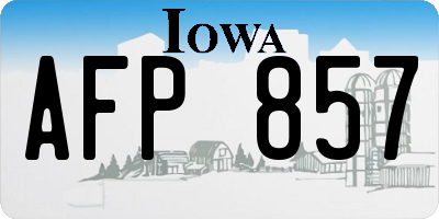 IA license plate AFP857