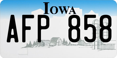 IA license plate AFP858