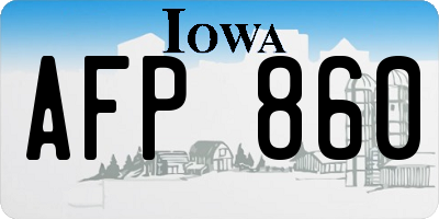 IA license plate AFP860