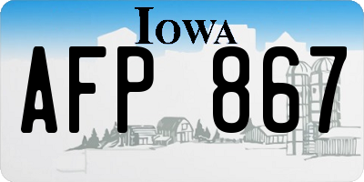 IA license plate AFP867