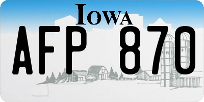 IA license plate AFP870