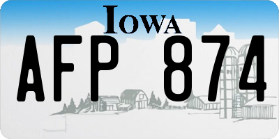 IA license plate AFP874