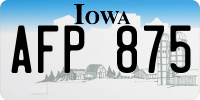 IA license plate AFP875