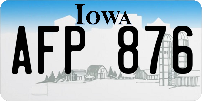 IA license plate AFP876