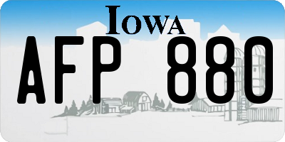 IA license plate AFP880