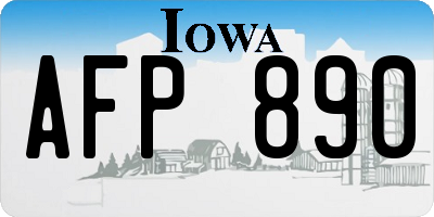 IA license plate AFP890