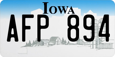 IA license plate AFP894