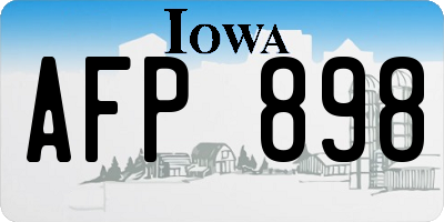 IA license plate AFP898