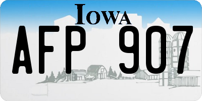 IA license plate AFP907