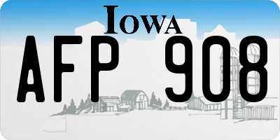 IA license plate AFP908
