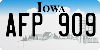 IA license plate AFP909