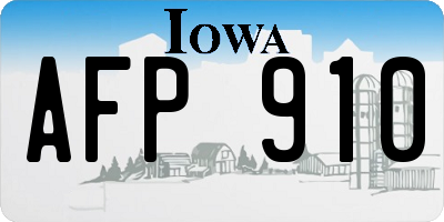 IA license plate AFP910
