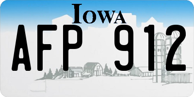 IA license plate AFP912