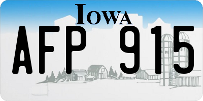IA license plate AFP915