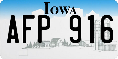 IA license plate AFP916
