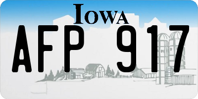 IA license plate AFP917