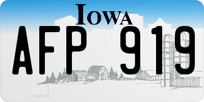 IA license plate AFP919
