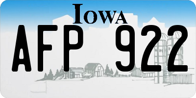 IA license plate AFP922