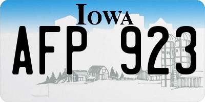 IA license plate AFP923