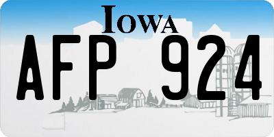 IA license plate AFP924