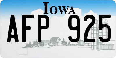IA license plate AFP925