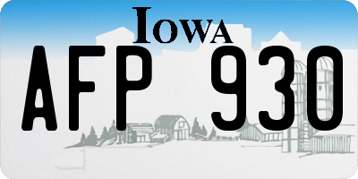 IA license plate AFP930
