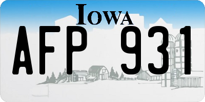 IA license plate AFP931