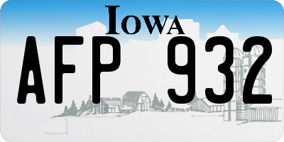 IA license plate AFP932