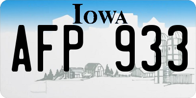 IA license plate AFP933