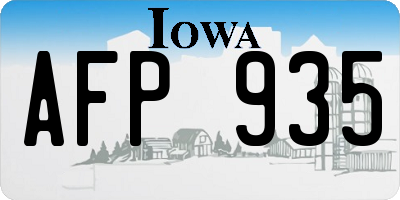 IA license plate AFP935