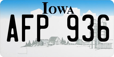 IA license plate AFP936