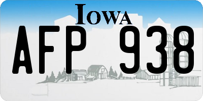 IA license plate AFP938
