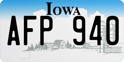 IA license plate AFP940
