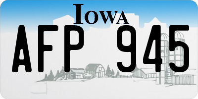 IA license plate AFP945