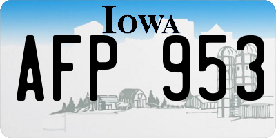 IA license plate AFP953