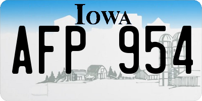 IA license plate AFP954