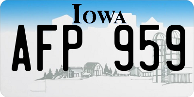 IA license plate AFP959