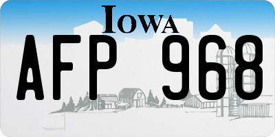 IA license plate AFP968