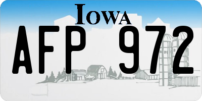 IA license plate AFP972