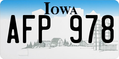 IA license plate AFP978