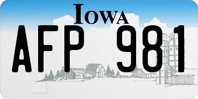 IA license plate AFP981