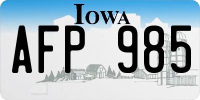 IA license plate AFP985