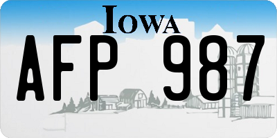 IA license plate AFP987