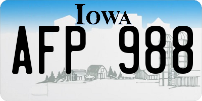 IA license plate AFP988