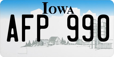 IA license plate AFP990